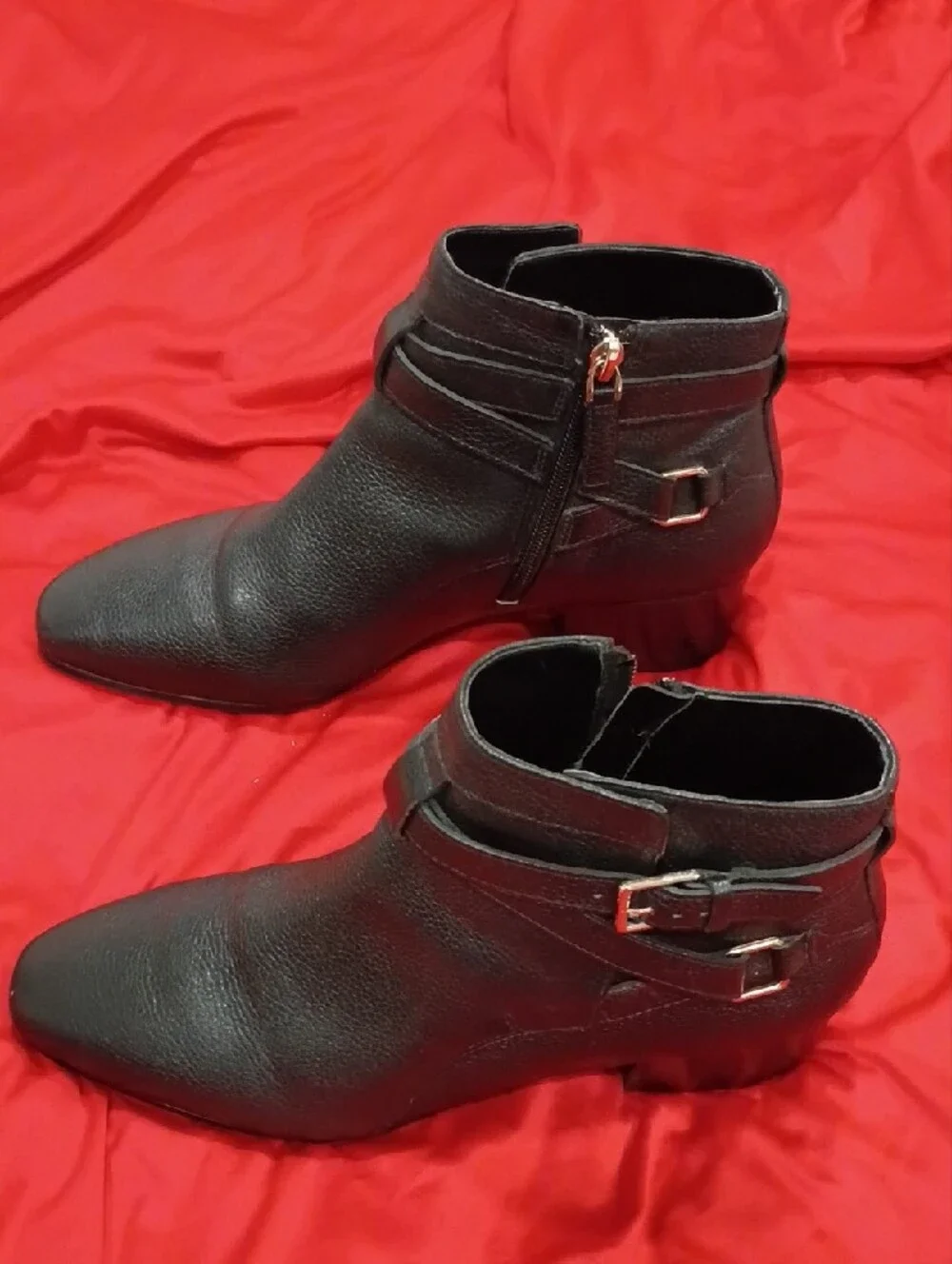 Talbots Black Pointed Ankle Booties with Buckle Strap